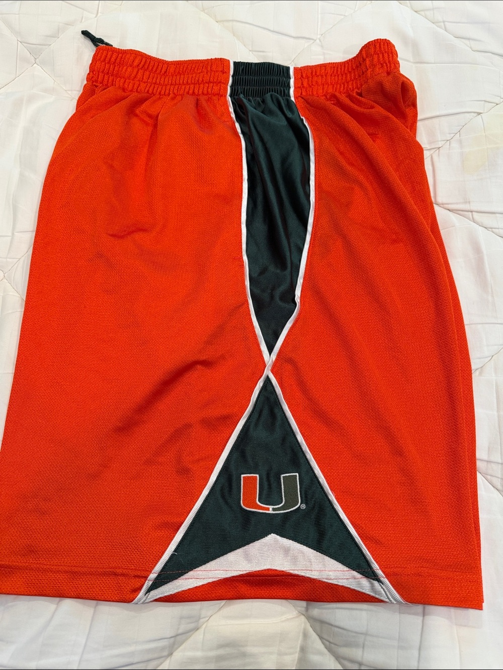 Nike Orange University of Miami Athletic  Shorts with Green Side Panels - Picture 3 of 4